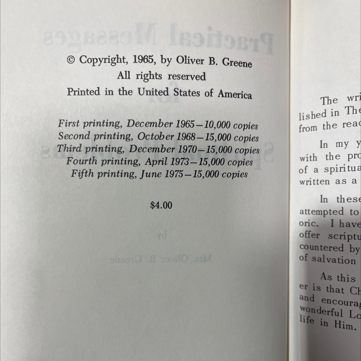 practical messages for spiritual problems book, by Mrs. Oliver B. Greene, 1975 Hardcover image 3