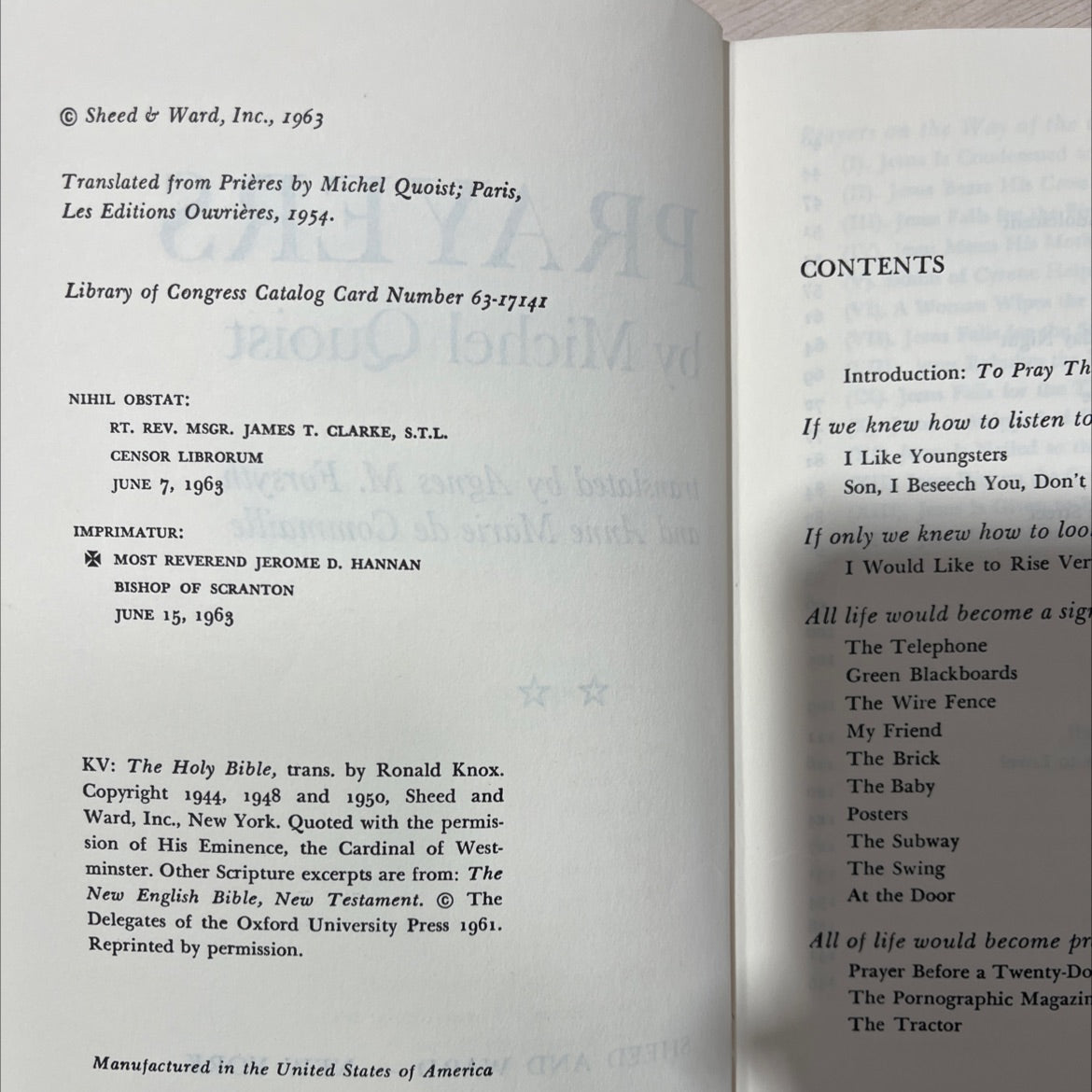 prayers book, by Michel Quoist, 1963 Hardcover, Vintage image 3