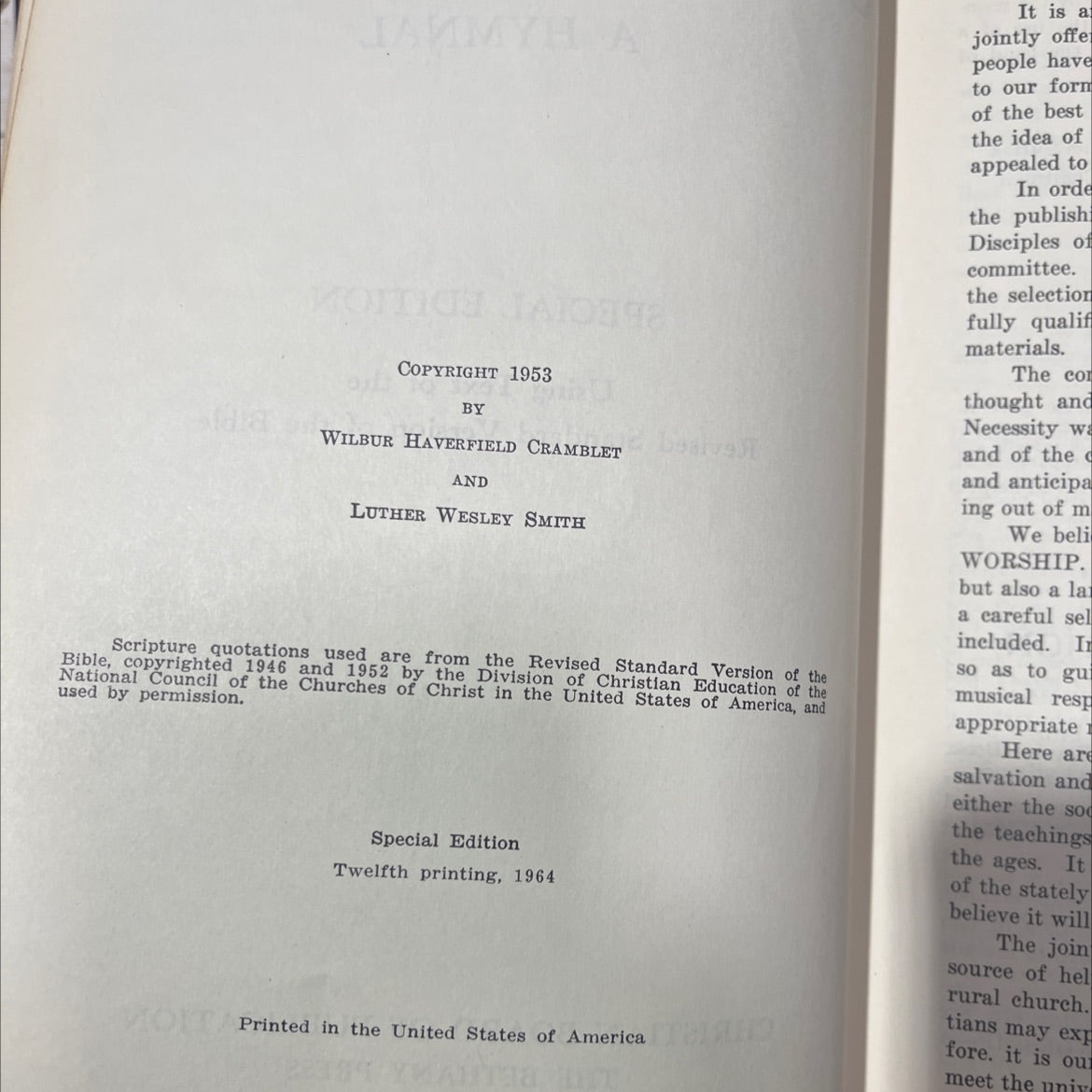 pre christian worship a hymnal special edition book, by wilbur haverfield cramblett, luther wesley smith, 1964 Hardcover image 3