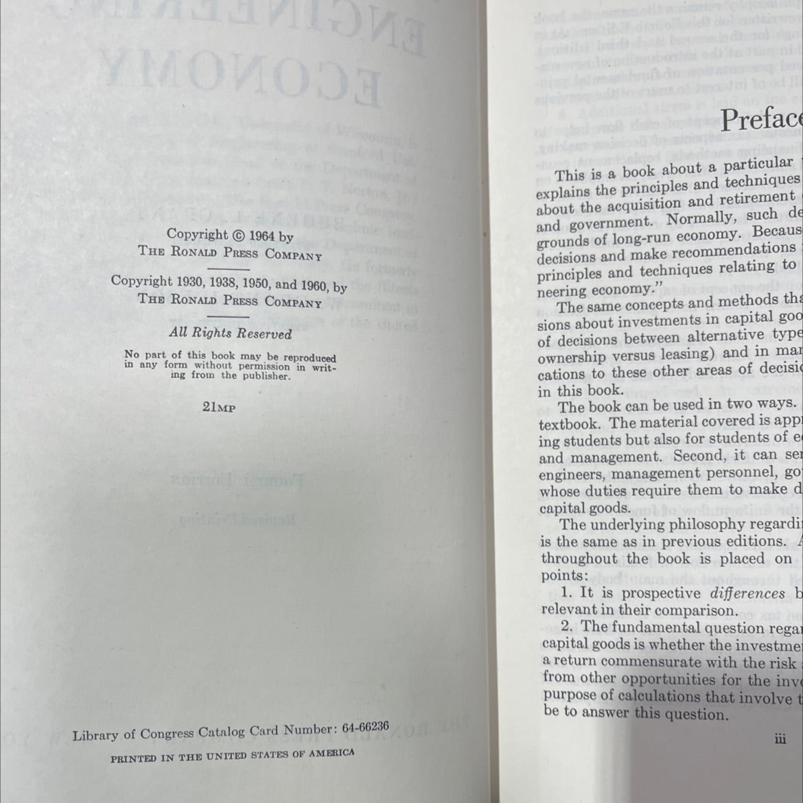 principles of engineering economy book, by eugene l. grant, w. grant ireson, 1964 Hardcover image 3