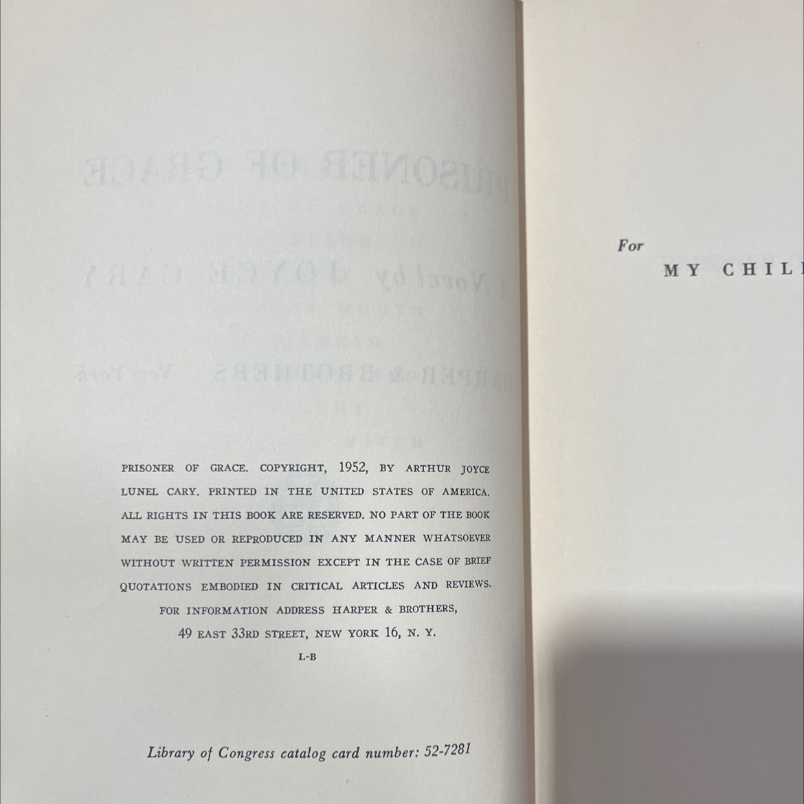 prisoner of grace book, by joyce cary, 1952 Hardcover image 3