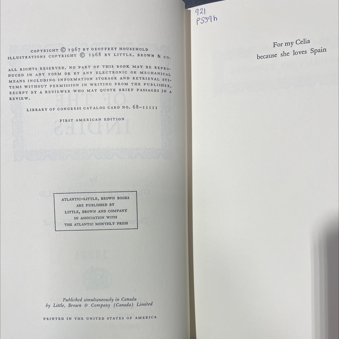 prisoner of the indies book, by geoffrey household, 1970 Hardcover image 3