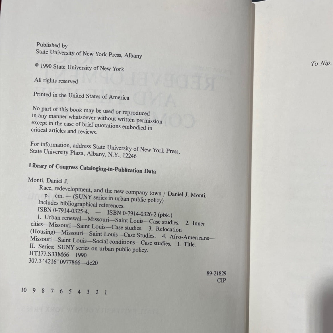 race, redevelopment, and the new company town book, by Daniel J. Monti, 1990 Hardcover image 3