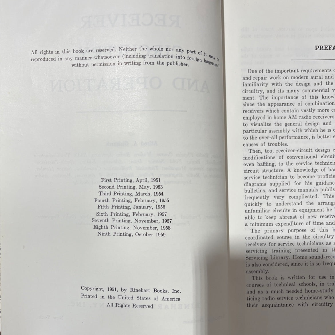 radio and television receiver circuitry and operation book, by alfred a. ghirardi, 1959 Hardcover image 3