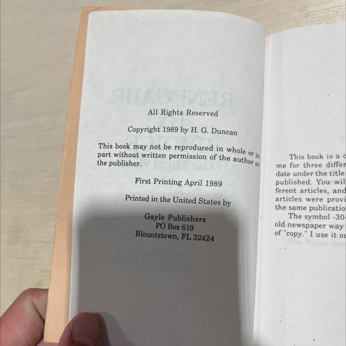 renegade by choice book, by H.G. Duncan, 1989 Paperback image 3