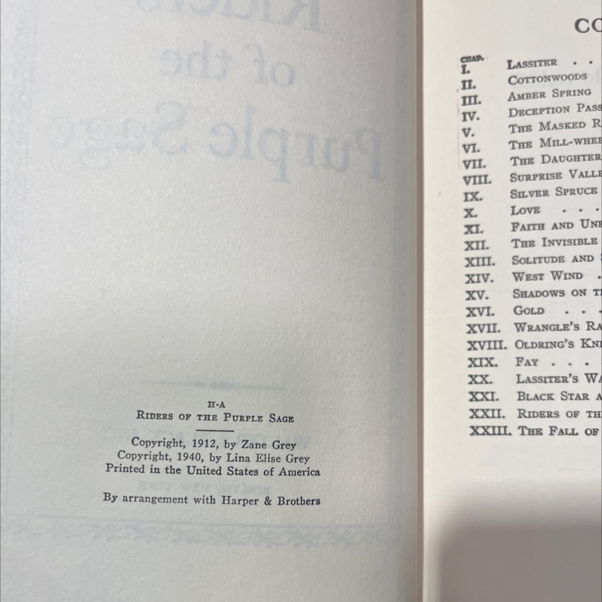 riders of the purple sage book, by zane grey, 1940 Hardcover image 3