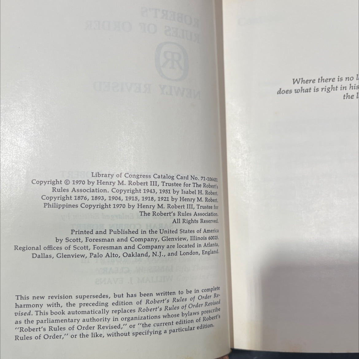 robert's rules of order newly revised book, by general henry m. robert, 1970 Hardcover image 3