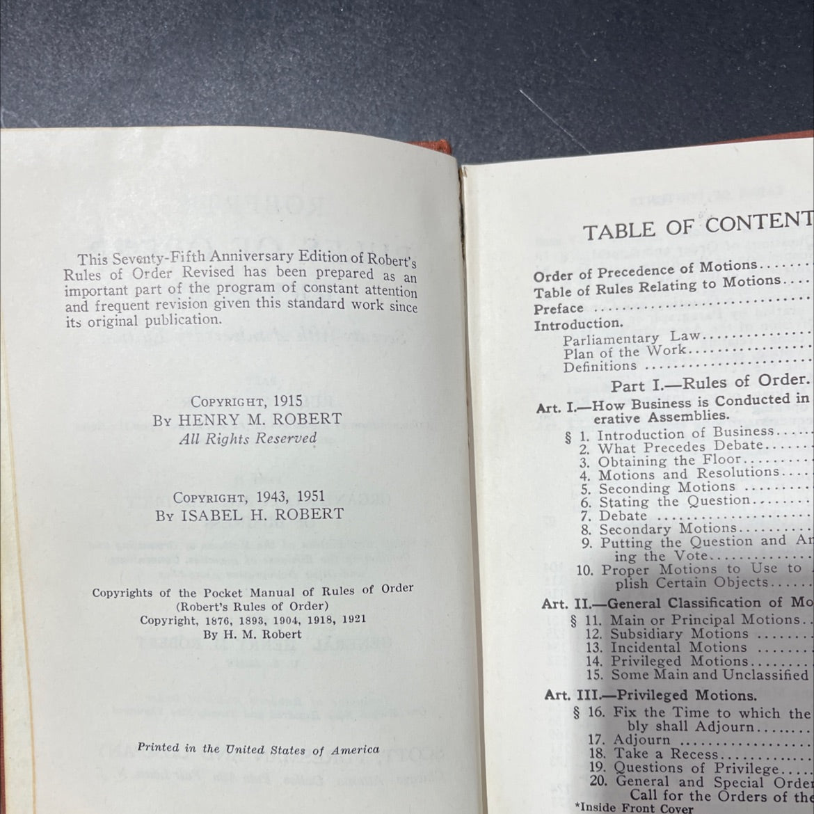 robert's rules of order revised seventy-fifth anniversary edition book, by general henry m. robert, 1951 Hardcover, image 3