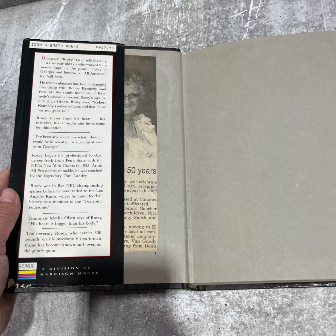 rosey an autobiography the gentle giant book, by Roosevelt Grier, 1986 Hardcover image 4