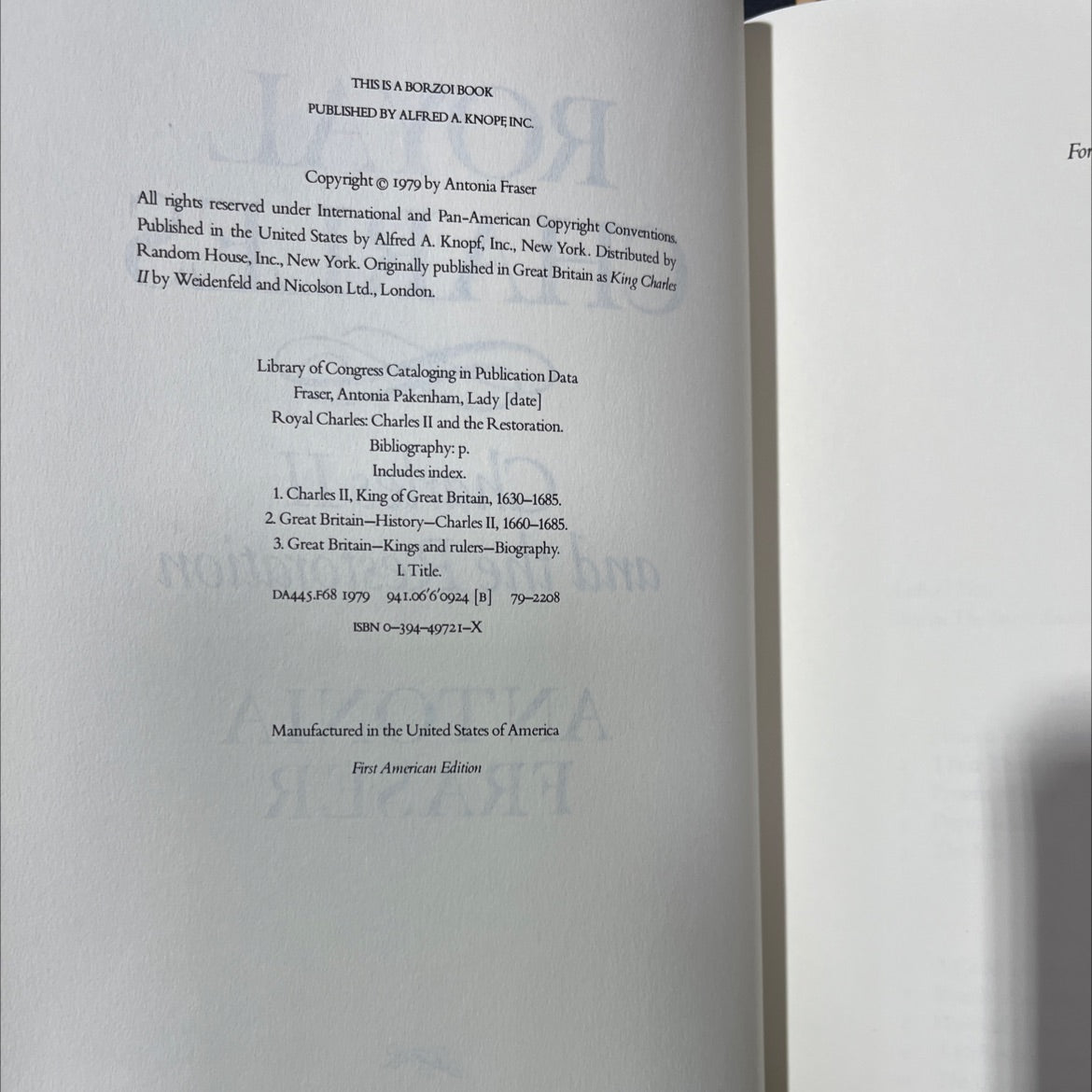 royal charles charles ii and the restoration book, by antonia fraser, 1979 Hardcover image 3