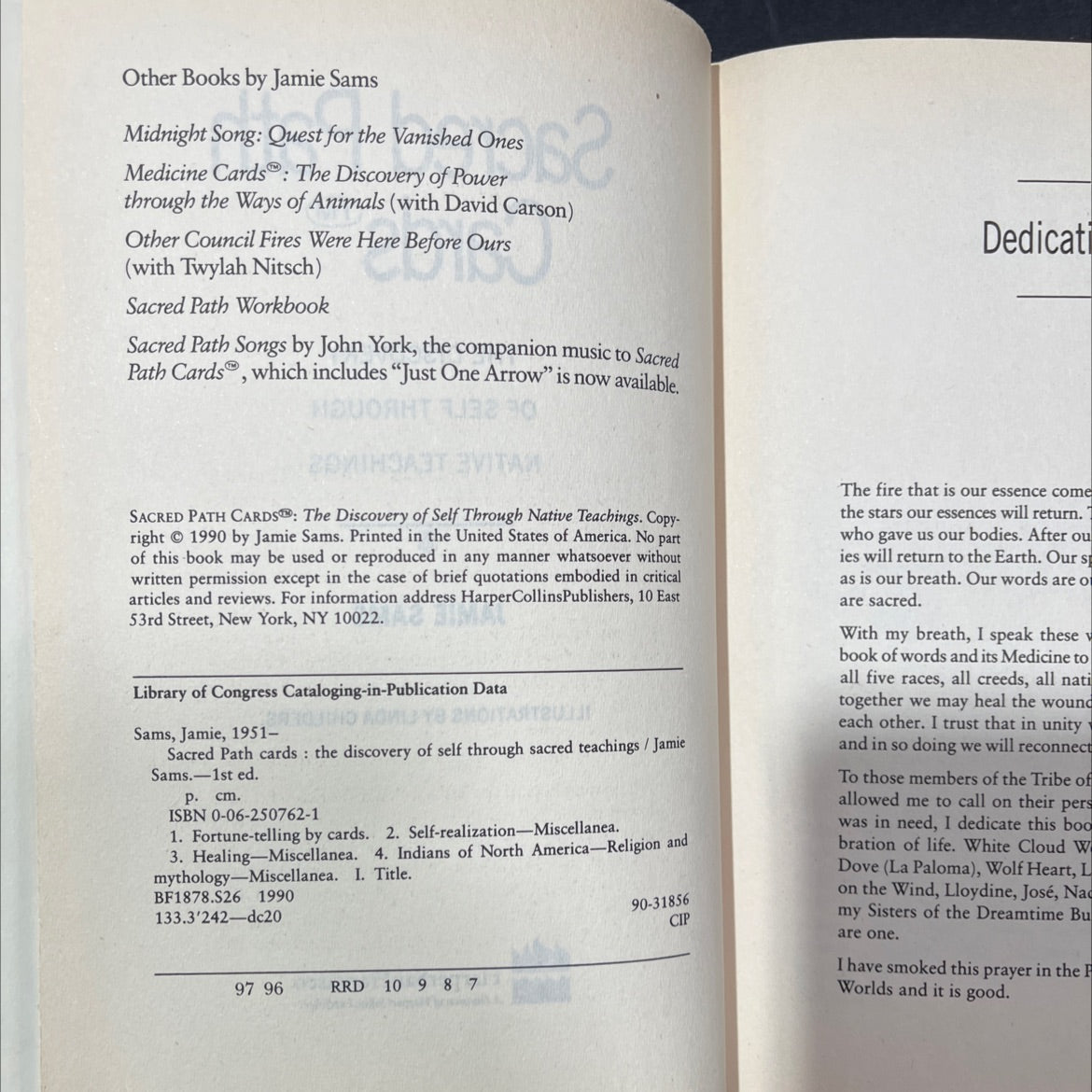 sacred path cards: the discovery of self through native teachings book, by Jamie Sams, 1990 Hardcover image 3