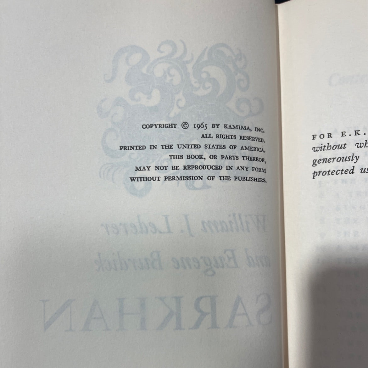 sarkhan book, by William J. Lederer and Eugene Burdick, 1965 Hardcover image 3