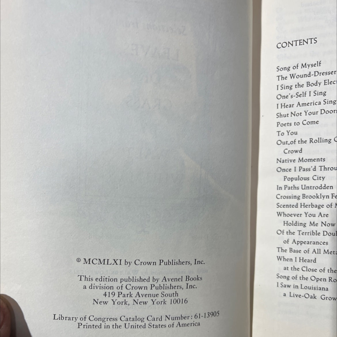 selections from leaves of grass book, by walt whitman, 1961 Hardcover image 3