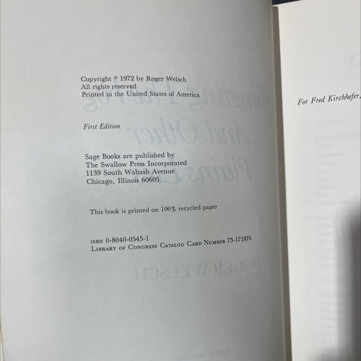 shingling the fog and other plains lies book, by roger welsch, 1972 Hardcover image 3