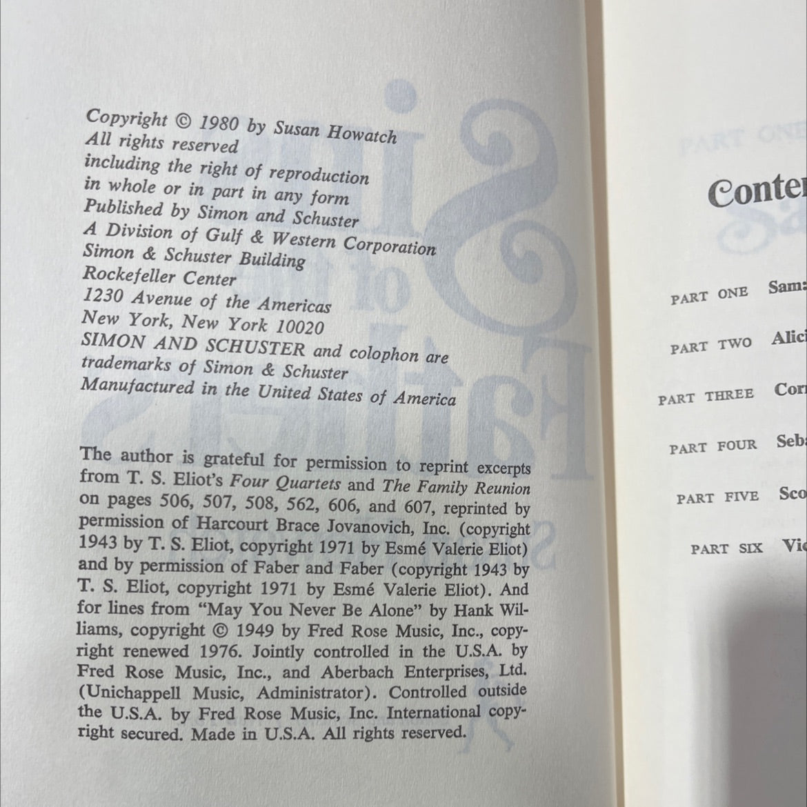 sins of the fathers book, by Susan Howatch, 1980 Hardcover image 3