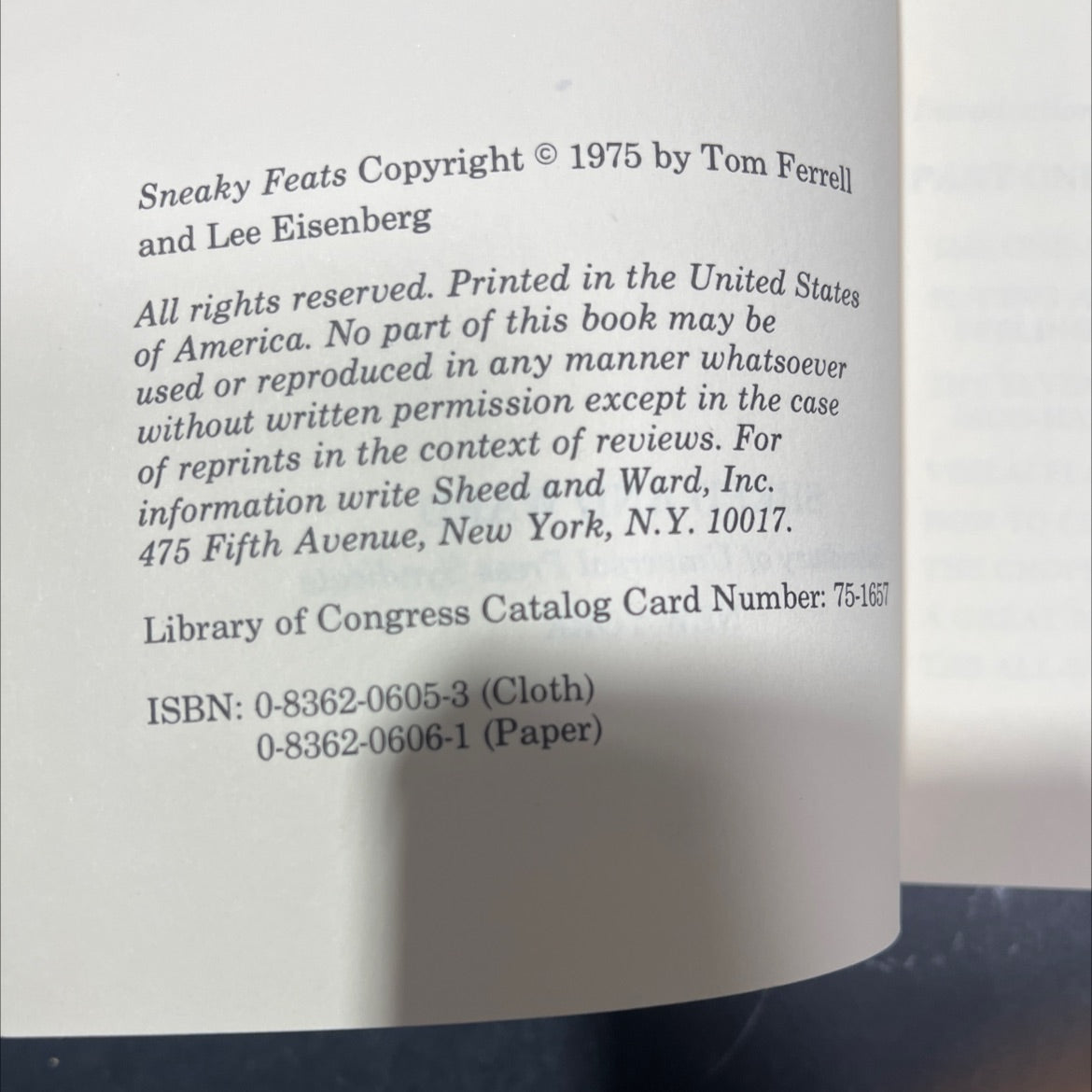 sneaky feats the art of showing off and 53 ways to do it book, by tom ferrell and lee eisenberg, 1975 Paperback image 3