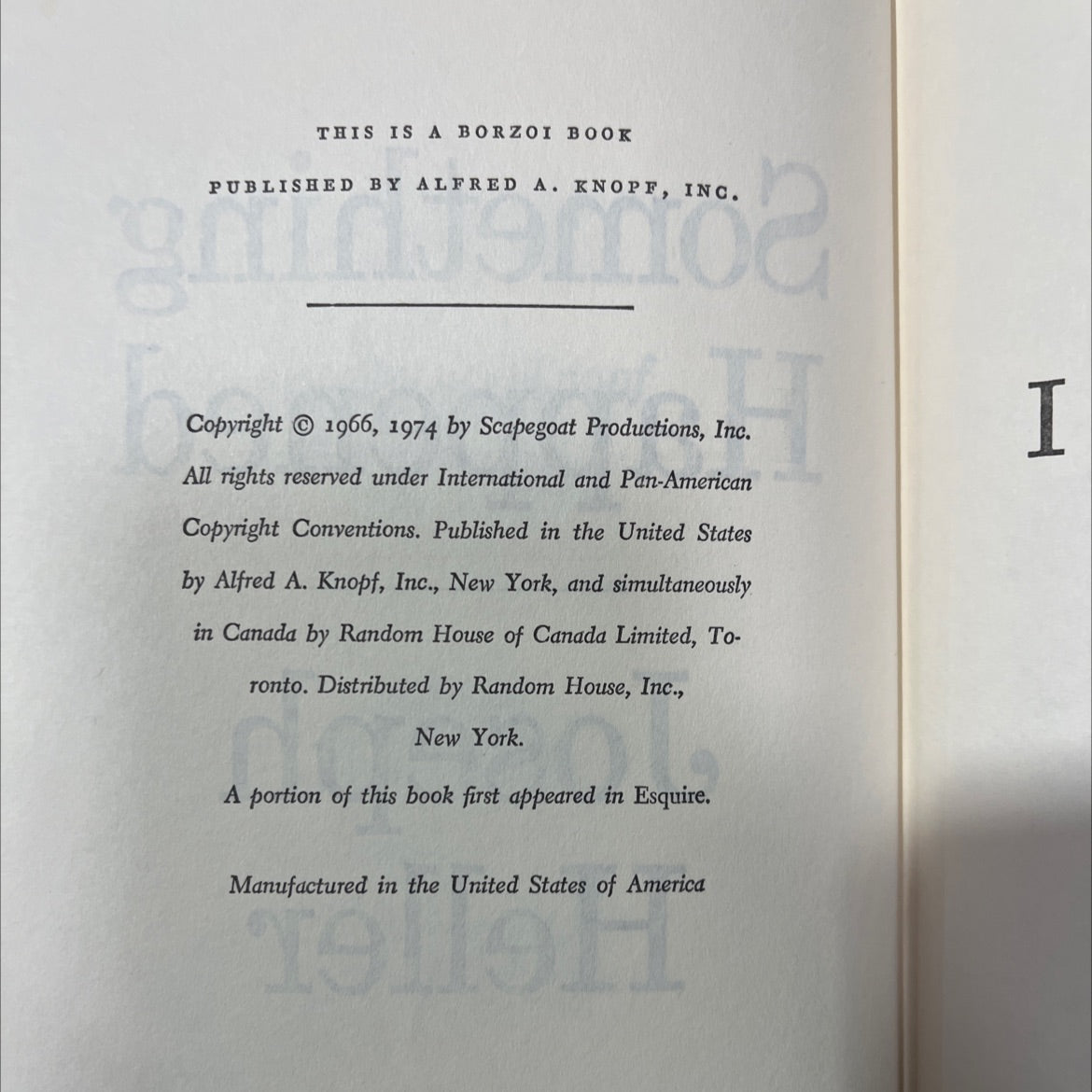 something happened book, by joseph heller, 1974 Hardcover image 3