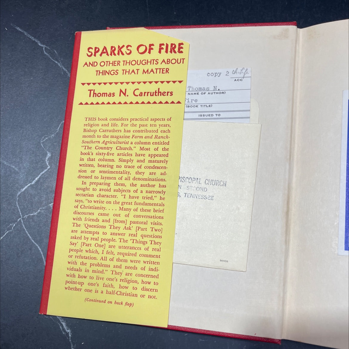 sparks of fire and other thoughts about things that matter book, by thomas n. carruthers, 1953 Hardcover image 4