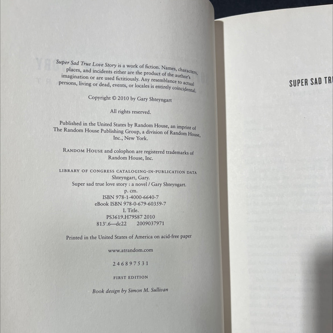 super sad true love story book, by Gary Shteyngart, 2010 Hardcover image 3