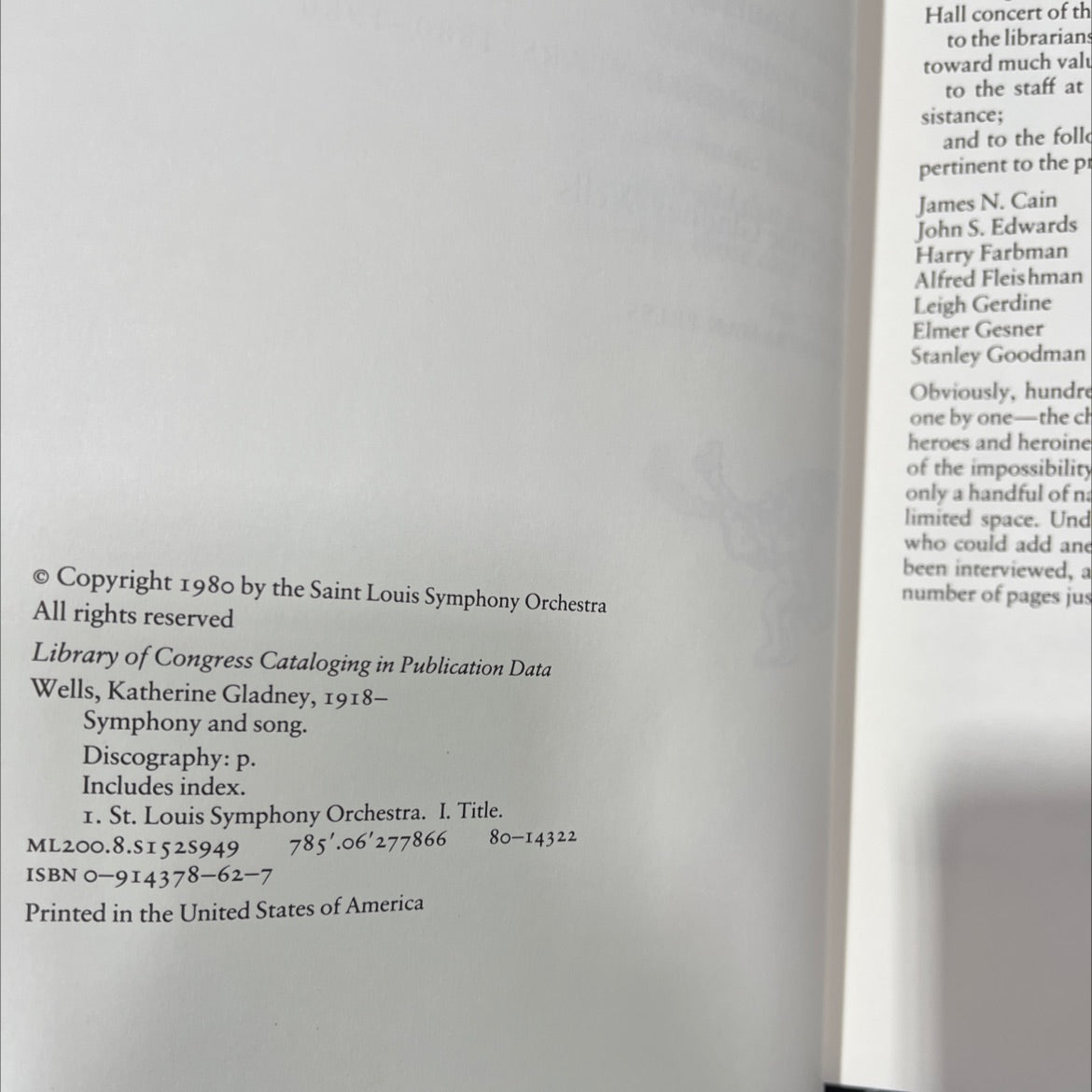 symphony and song book, by Katherine Gladney Wells, 1980 Hardcover, Vintage image 3