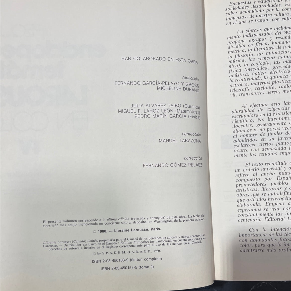 synthesis cultural small thematic encyclopedia larousse in color iv book, by Ramón García-Pelayo y Gross, 1980 Hardcover image 3