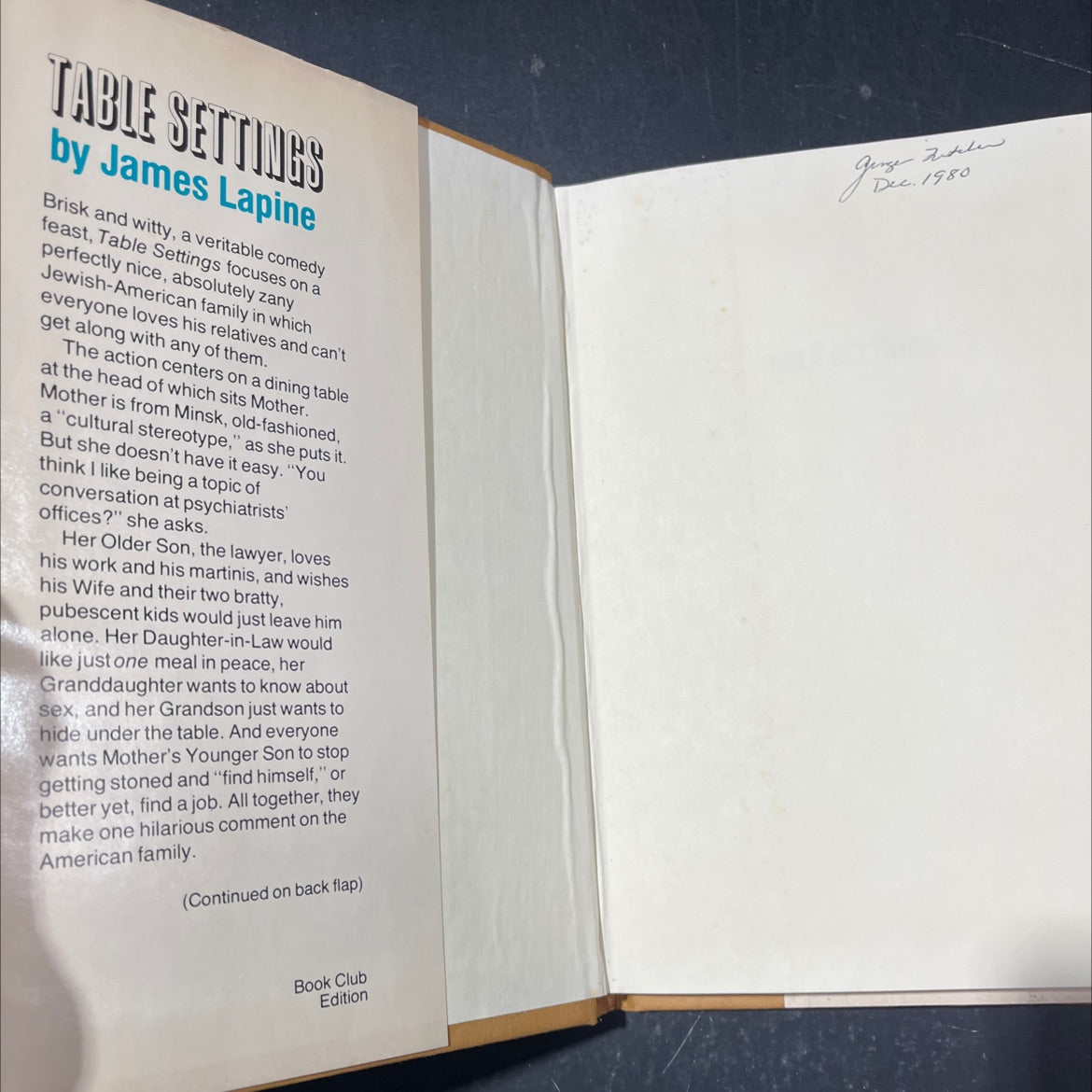 table settings book, by James Lapine, 1980 Hardcover image 4