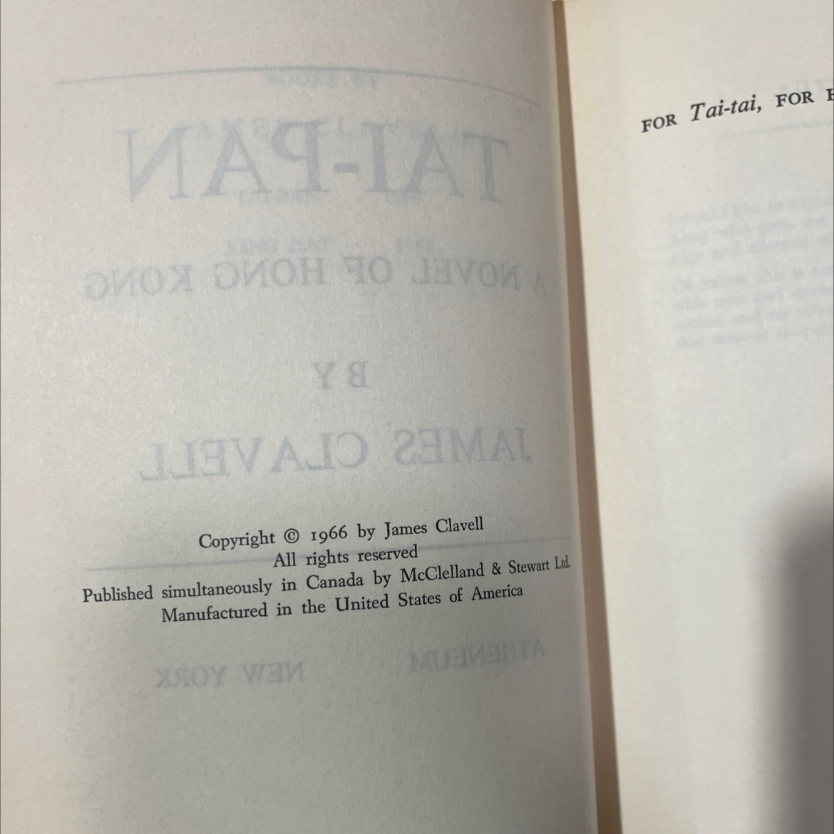 tai-pan book, by james clavell, 1966 Hardcover, Vintage image 3