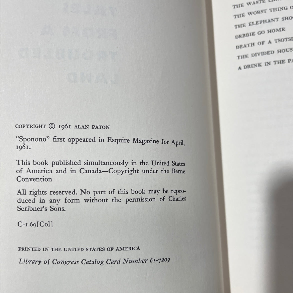 tales from a troubled land book, by alan paton, 1961 Hardcover image 3