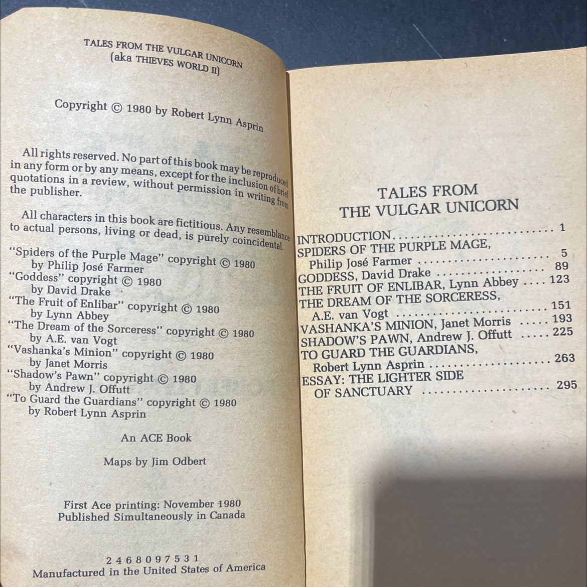 tales from the vulgar unicorn book, by Robert Lynn Asprin, 1980 Hardcover image 3