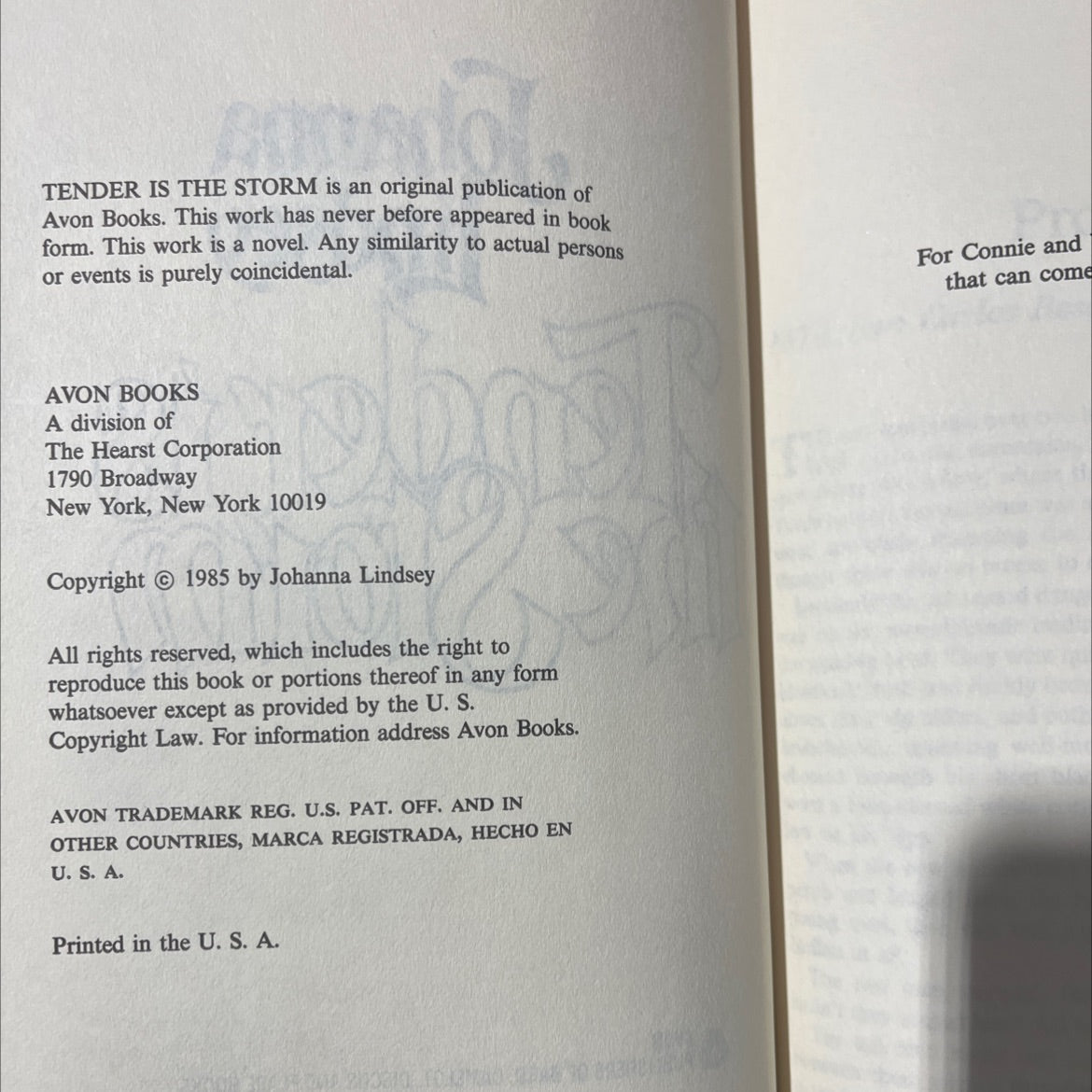 tender is the storm book, by johanna lindsey, 1985 Hardcover image 3