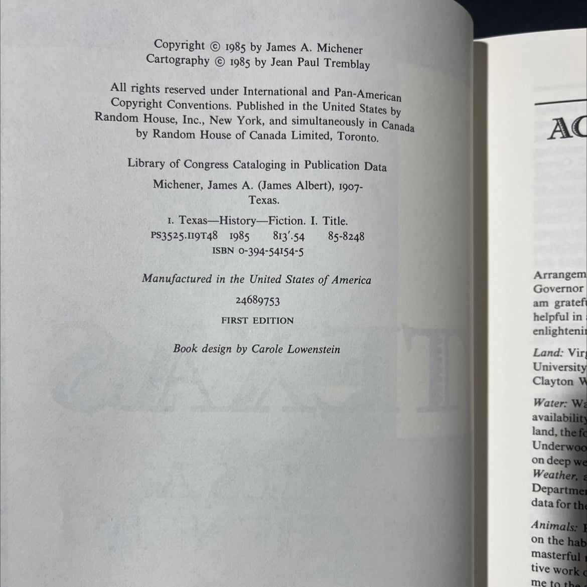 texas book, by james a. michener, 1985 Hardcover image 3