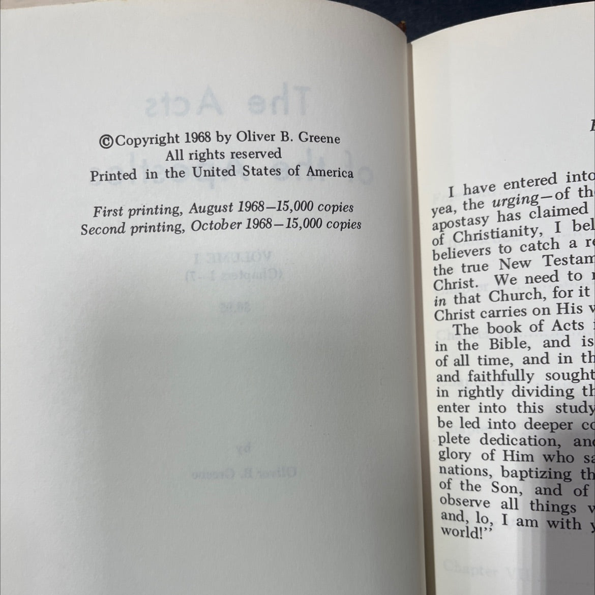 the acts of the apostles volume i (chapters 1-7) book, by oliver b. greene, 1968 Hardcover image 3