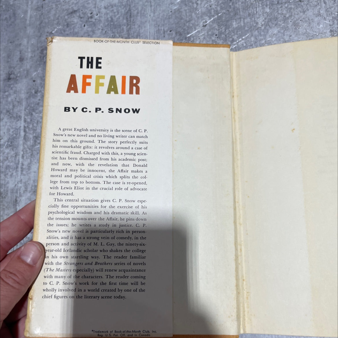 the affair book, by c. p. snow, 1960 Hardcover image 4
