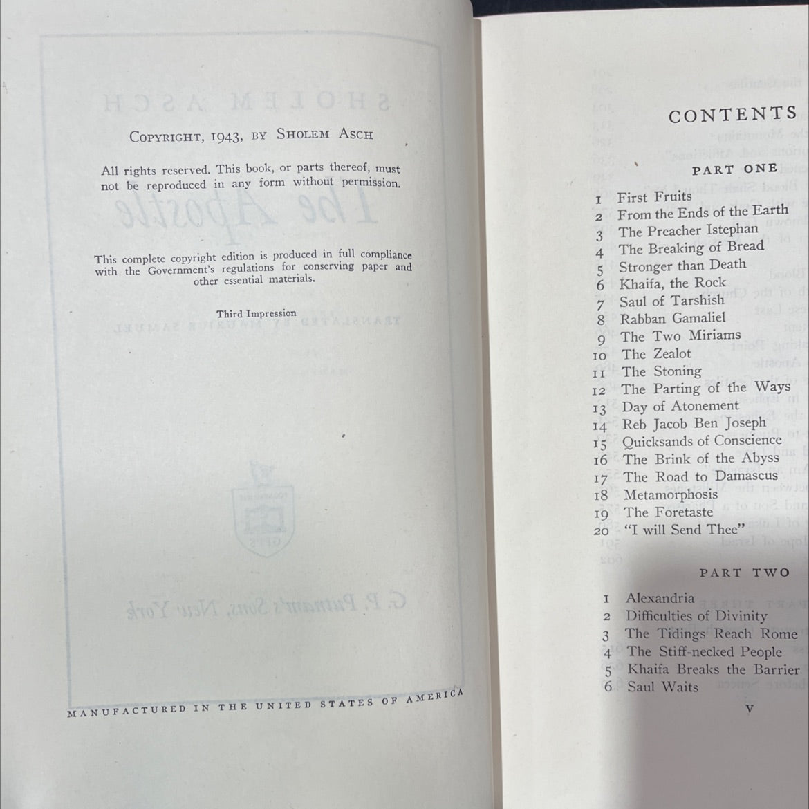 the apostle book, by sholem asch, 1943 Hardcover, Vintage image 3