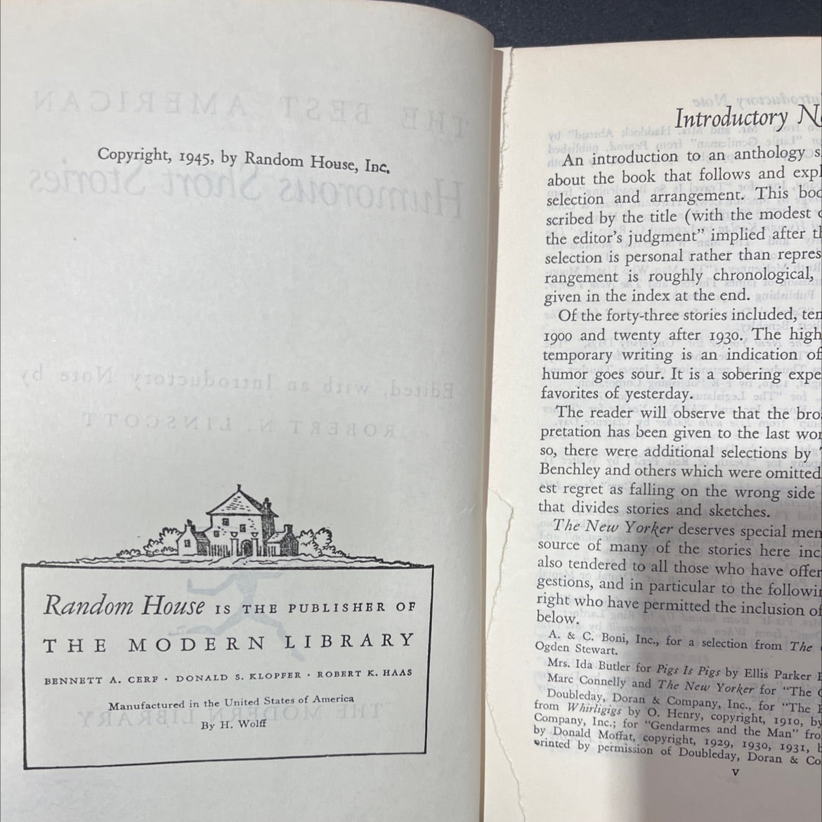 the best american humorous short stories book, by robert n. linscott, 1945 Hardcover image 3
