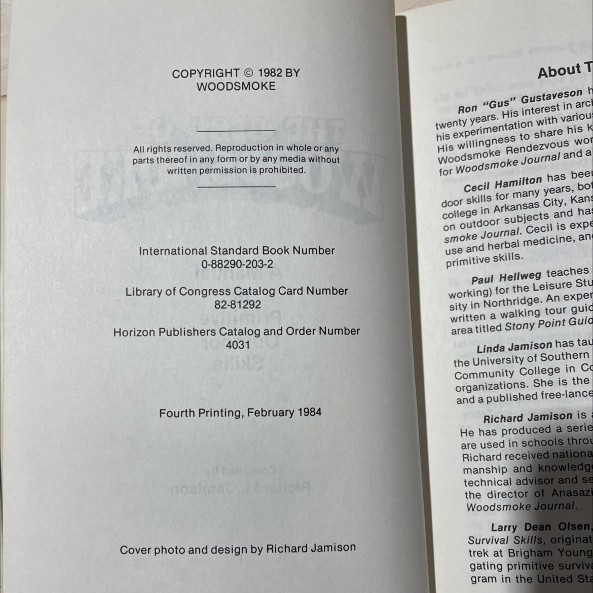 the best of woodsmoke a manual of primitive outdoor skills book, by Richard L. Jamison, 1984 Hardcover, Vintage image 3