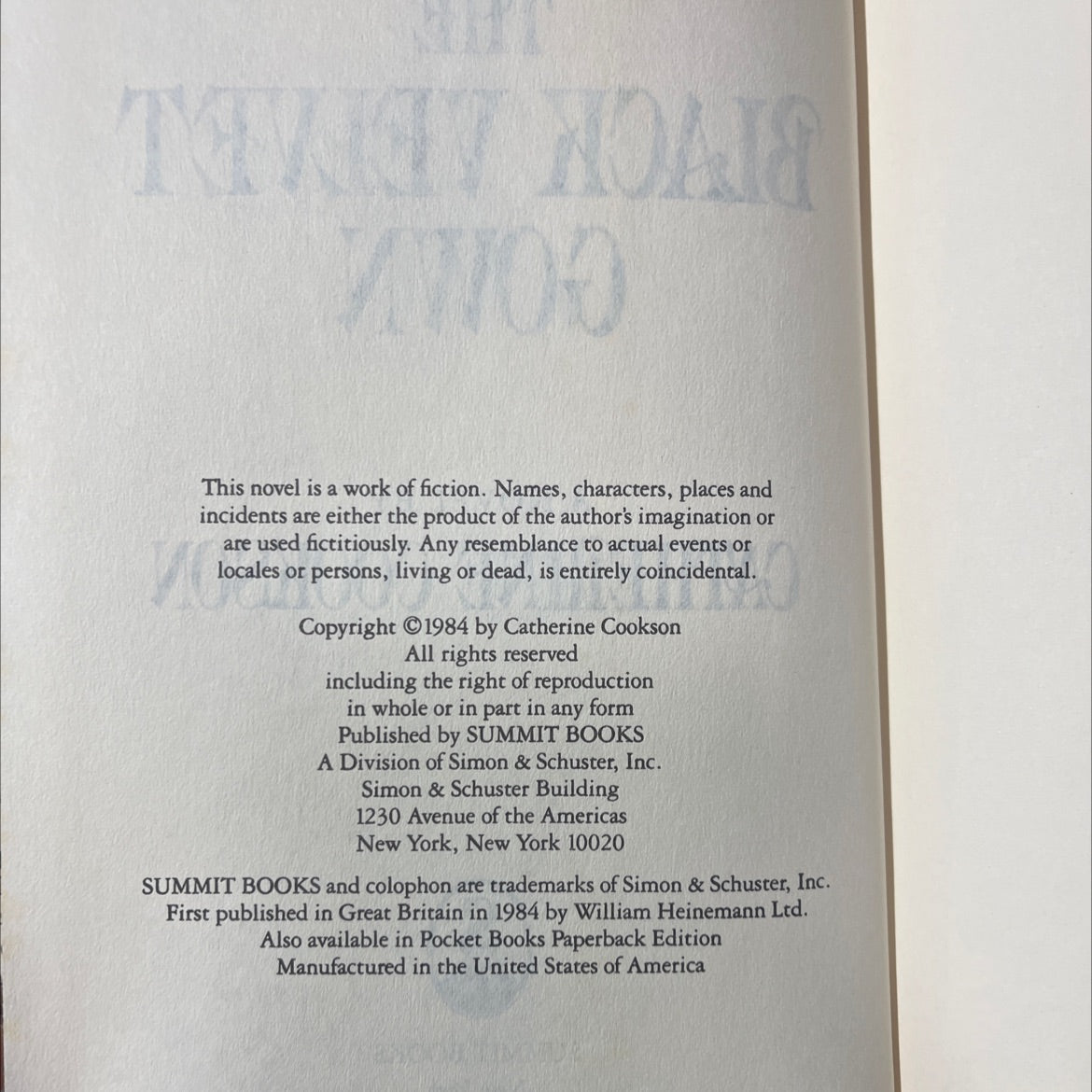 the black velvet gown book, by catherine cookson, 1984 Hardcover image 3