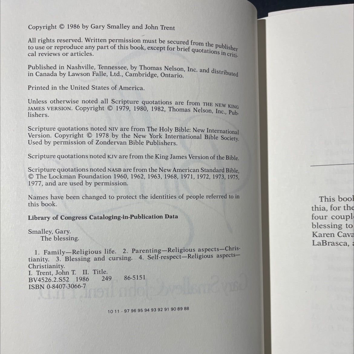 the blessing book, by Gary Smalley & John Trent, Ph.D., 1986 Hardcover image 3