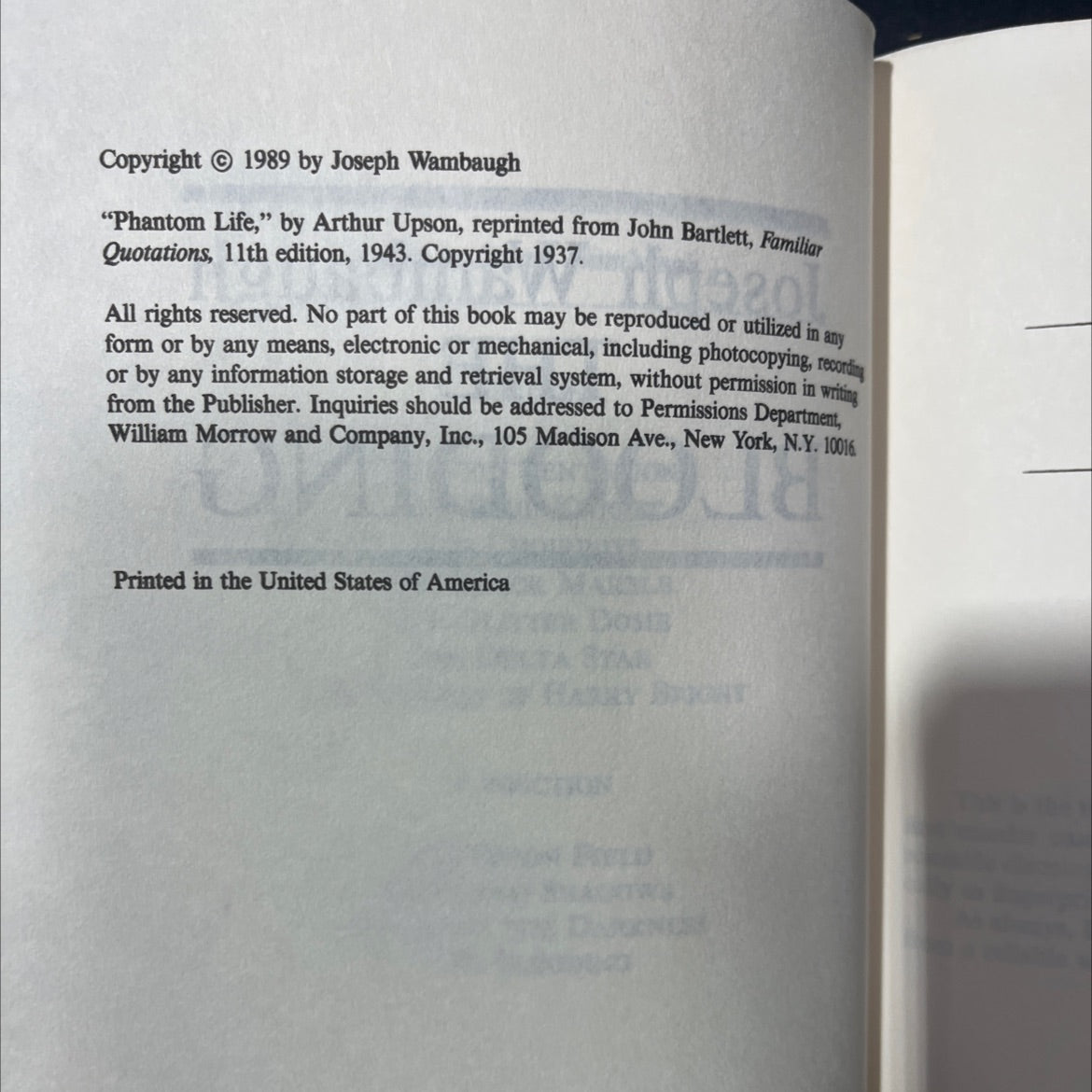 the blooding book, by Joseph Wambaugh, 1989 Hardcover image 3