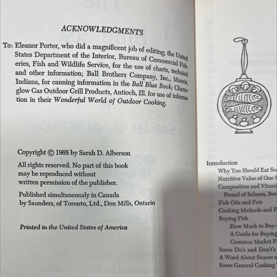 the blue sea cookbook book, by sarah d. alberson, 1968 Hardcover image 3