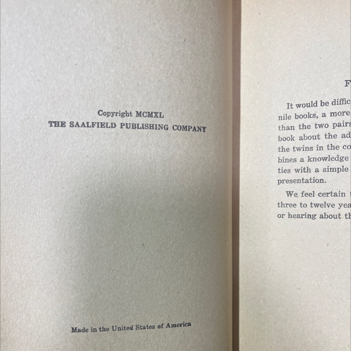 the bobbsey twins in the country book, by laura lee hope, 1940 Hardcover image 3