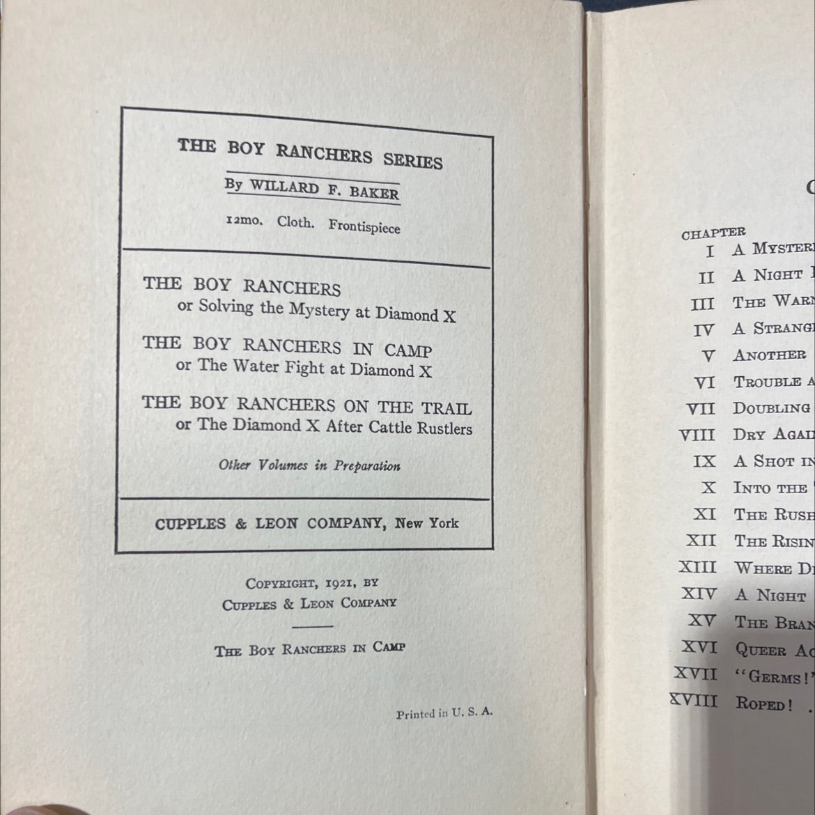 the boy ranchers in camp or the water fight at diamond x book, by willard f. baker, 1921 Hardcover image 3