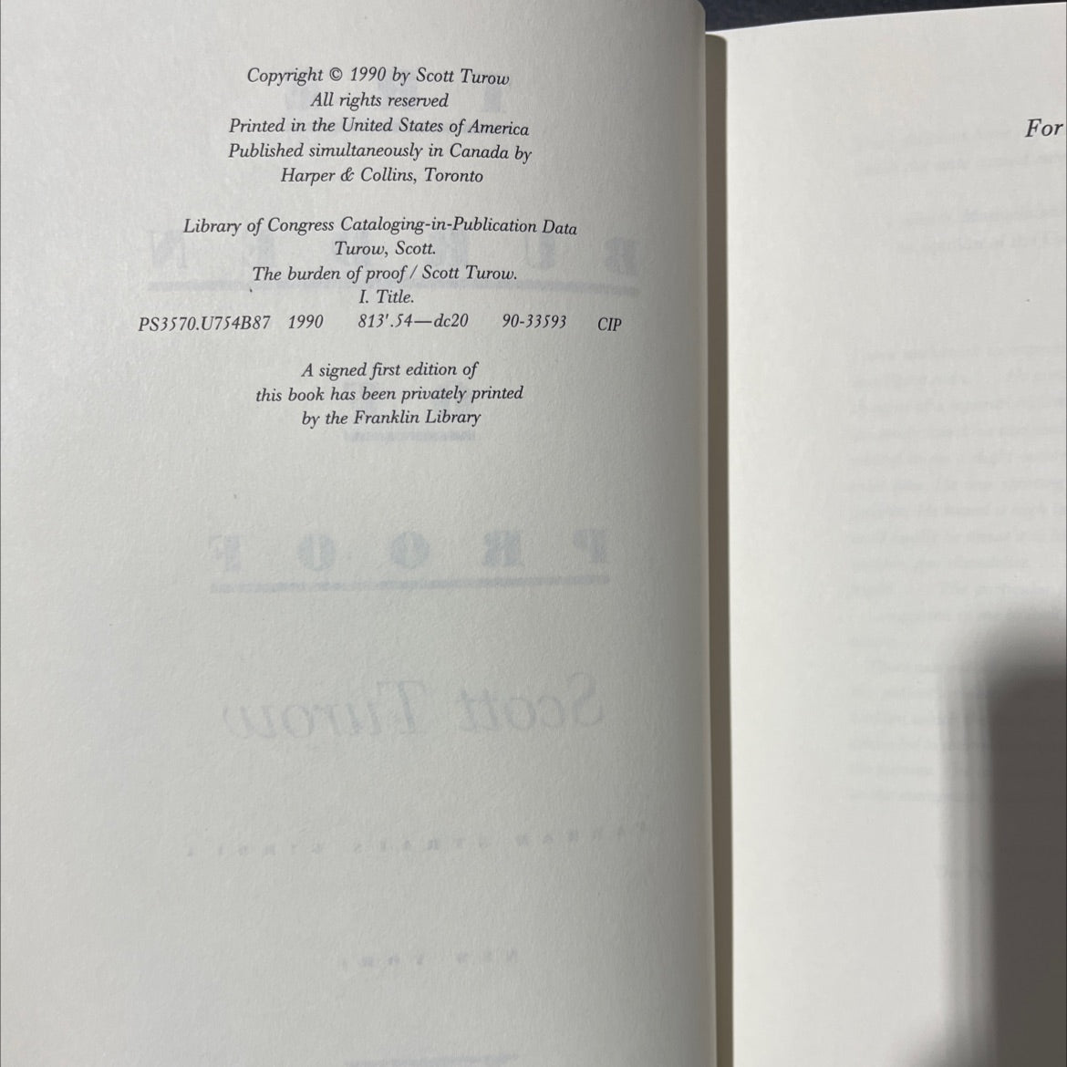 the burden of proof book, by Scott Turow, 1990 Hardcover image 3
