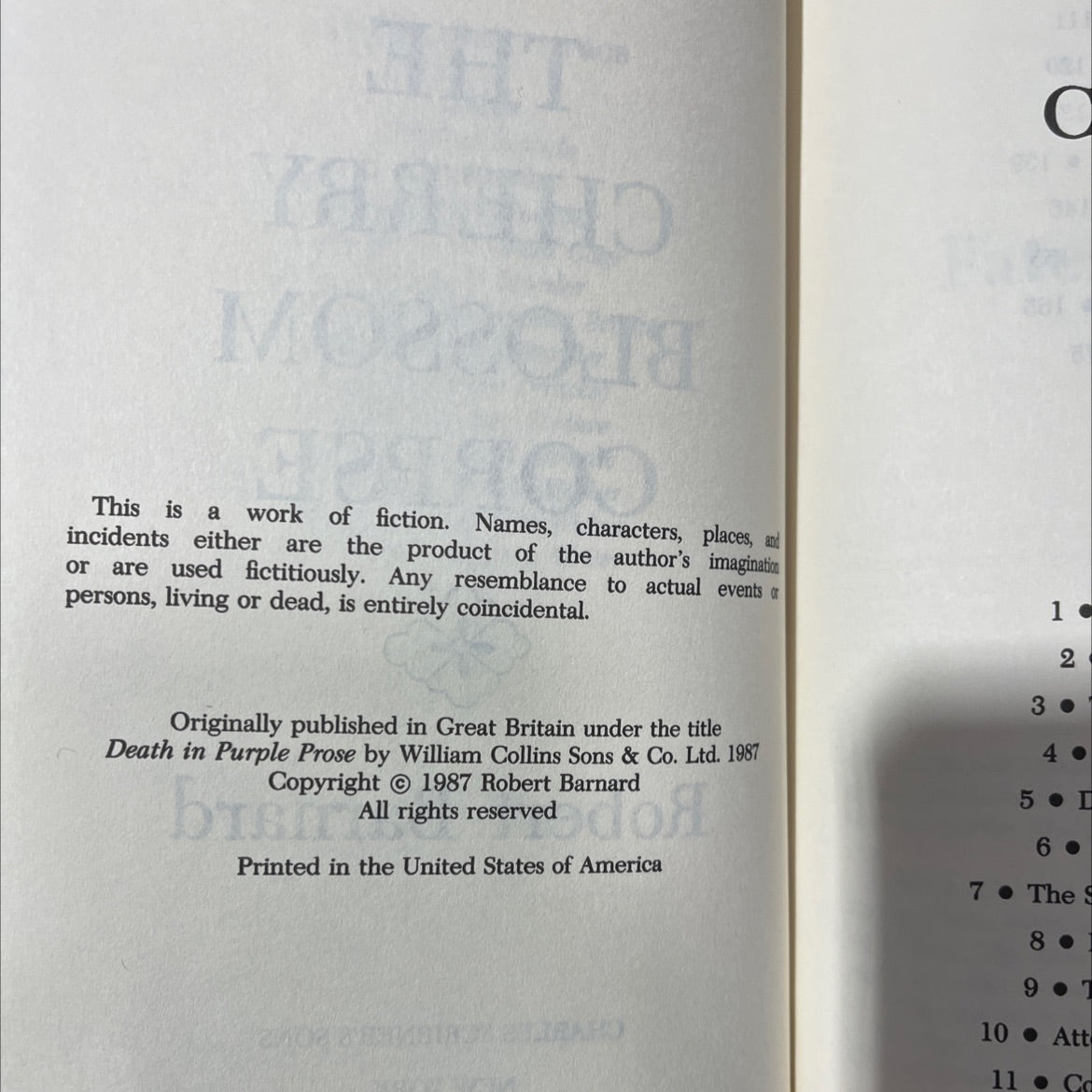 the cherry blossom corpse book, by robert barnard, 1987 Hardcover image 3