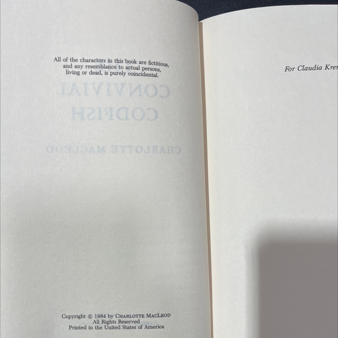 the convivial codfish book, by charlotte macleod, 1984 Hardcover, Vintage image 3