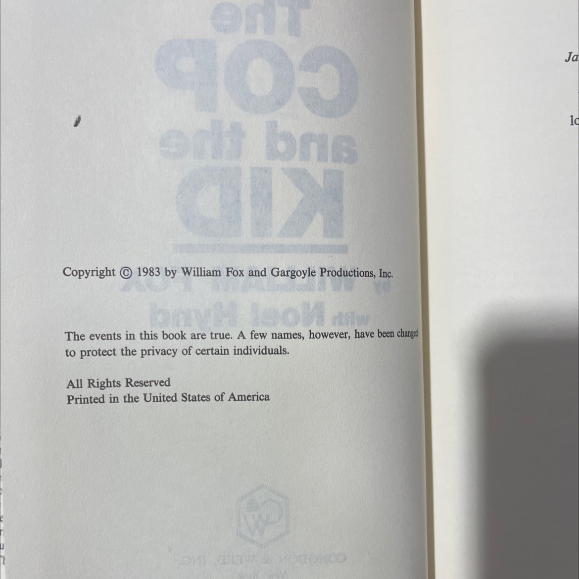 the cop and the kid book, by william fox, 1983 Hardcover, Vintage image 3