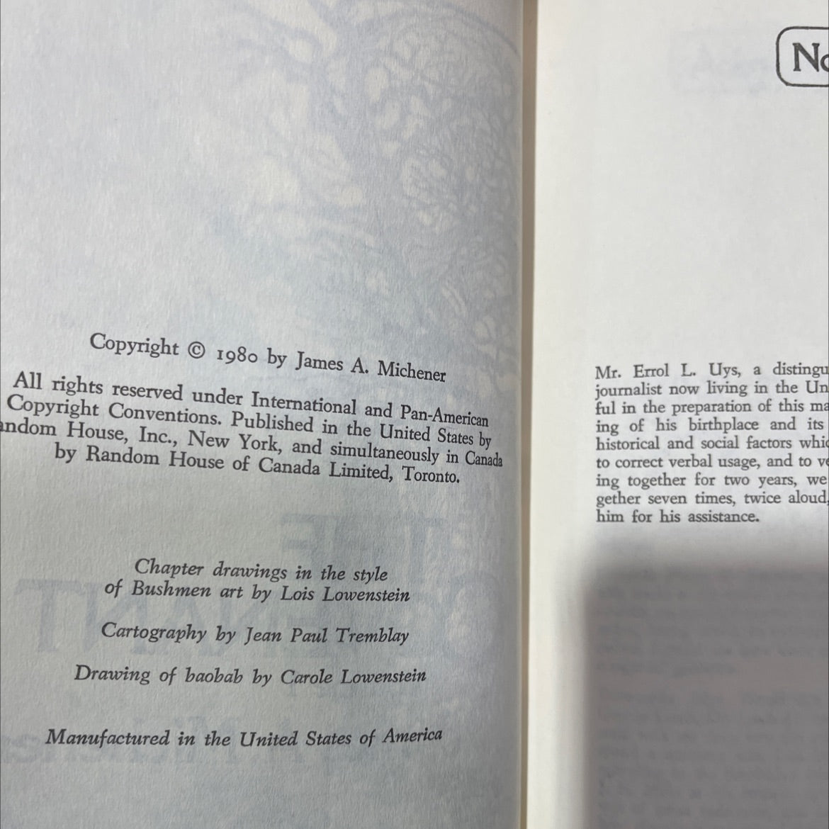 the covenant volume 1 book, by james a. michener, 1980 Hardcover image 3