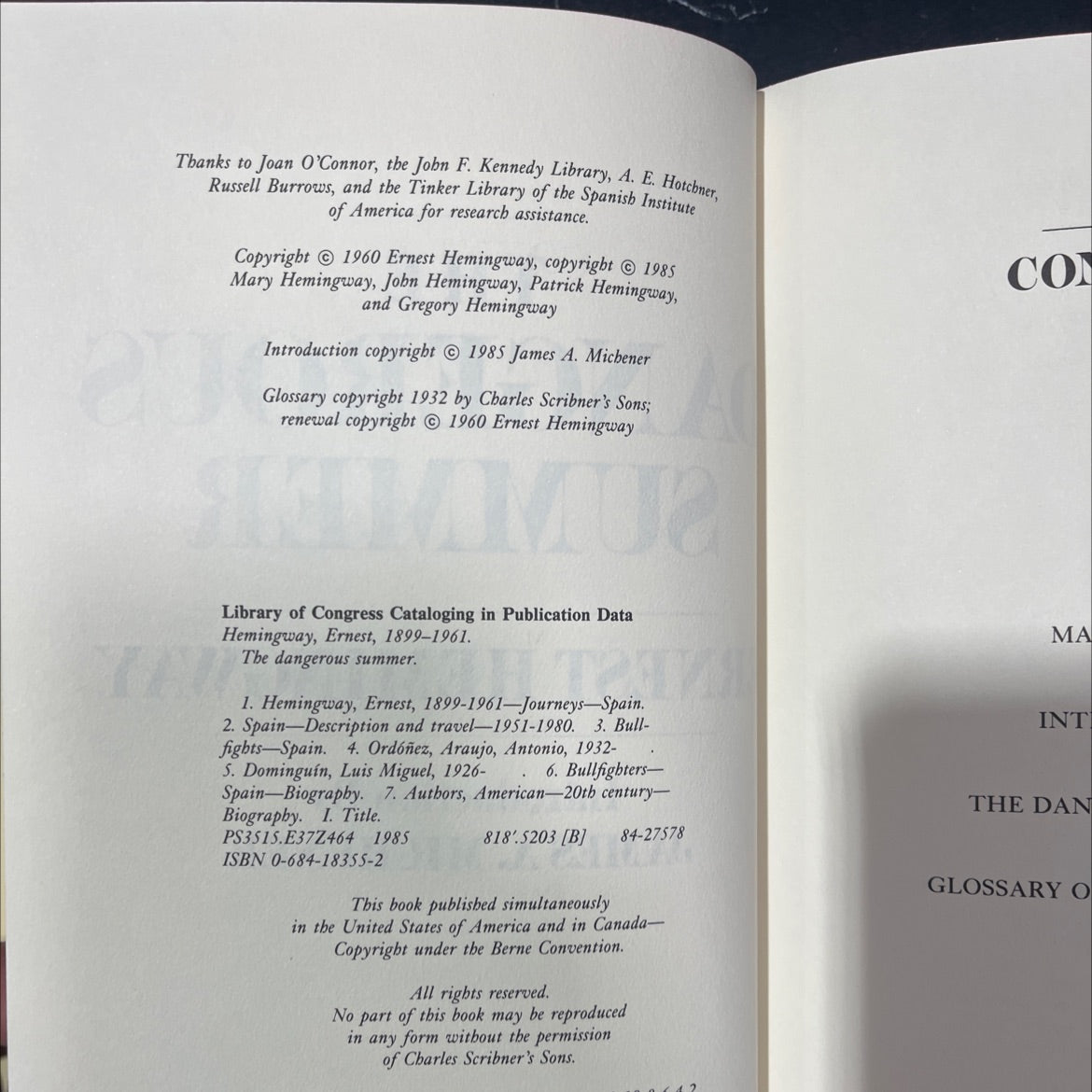 the dangerous summer book, by ernest hemingway, 1985 Hardcover image 3
