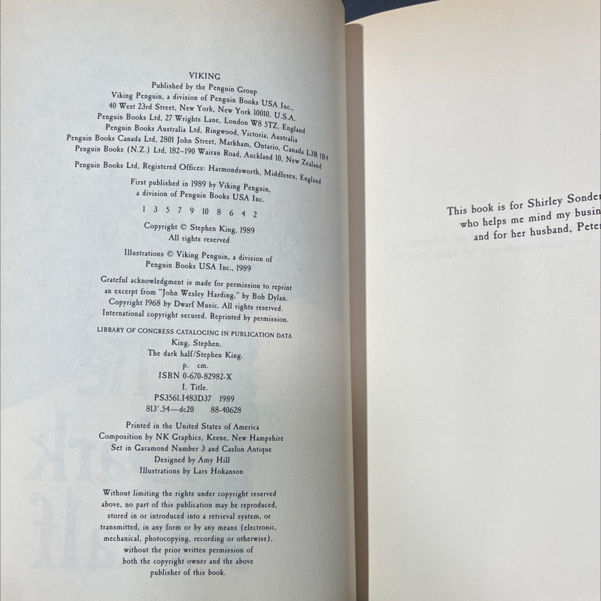 the dark half book, by Stephen King, 1989 Hardcover image 3