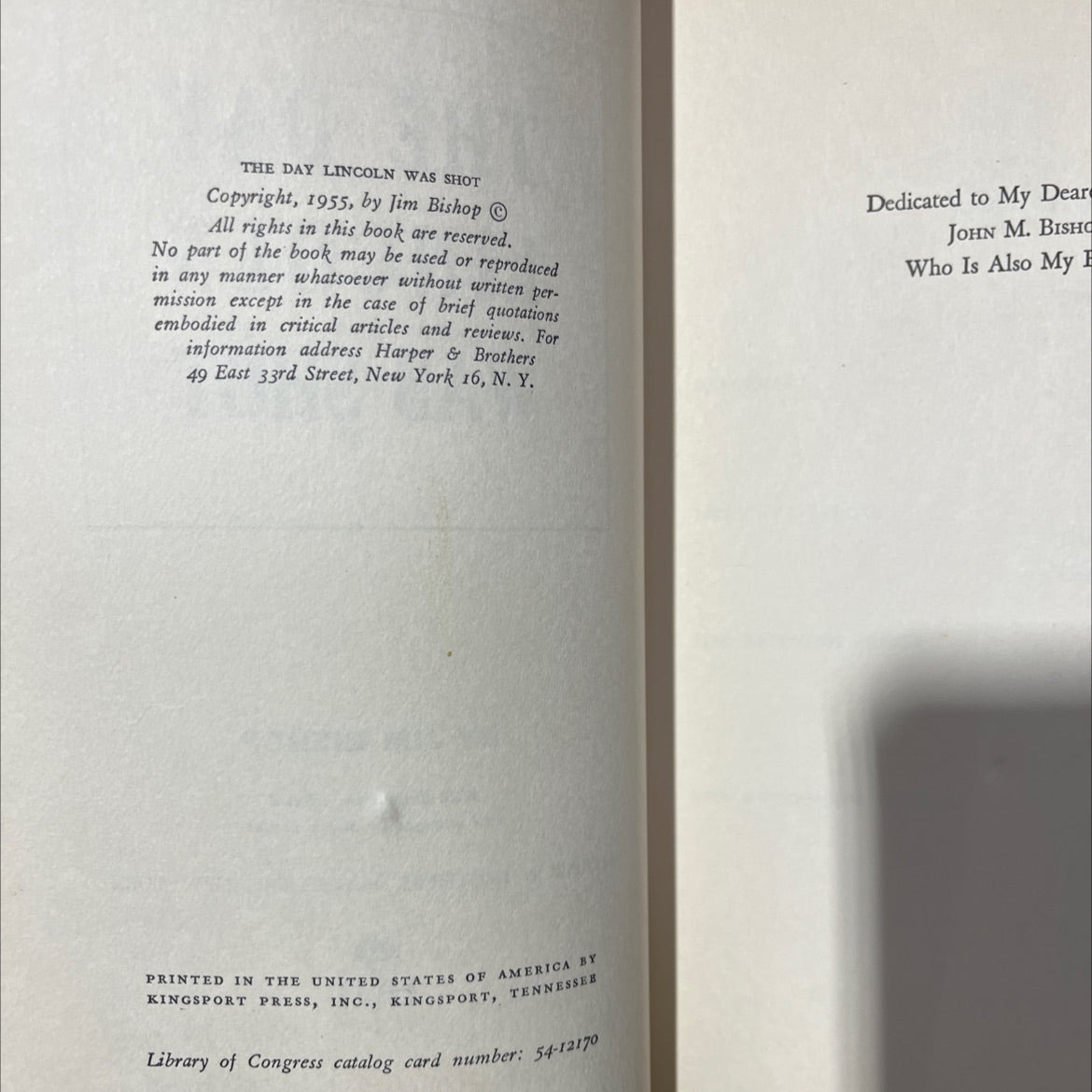 the day lincoln was shot book, by jim bishop, 1955 Hardcover, Vintage image 3